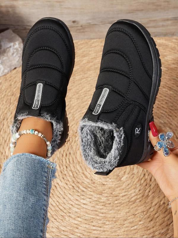 New style plush warm slip-on women's solid color plush lined snow boots autumn and winter leisure comfortable warm short boots women's sports shoes