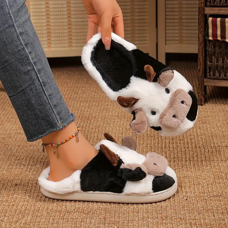 Cow Slippers for Women Cute Cartoon Cow Slides Four Seasons Home Linen Slippers House Shoes Comfortable Bedroom Kawaii Cloud Slides