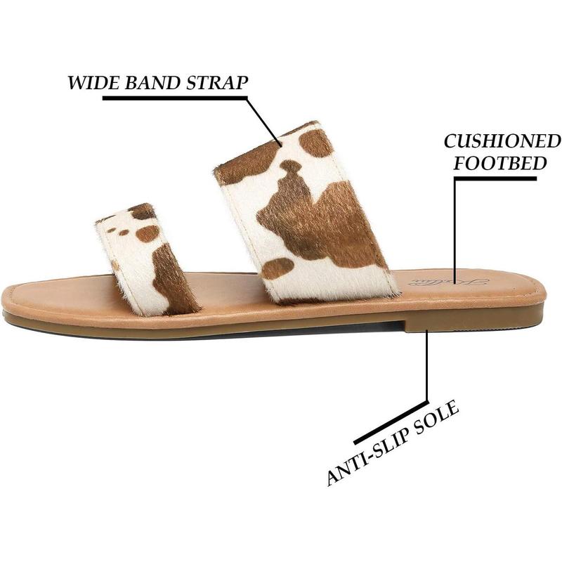 [FREE SHIPPING]Katliu Women's Flat Sandals Two Strap Slide Sandals Open Toe