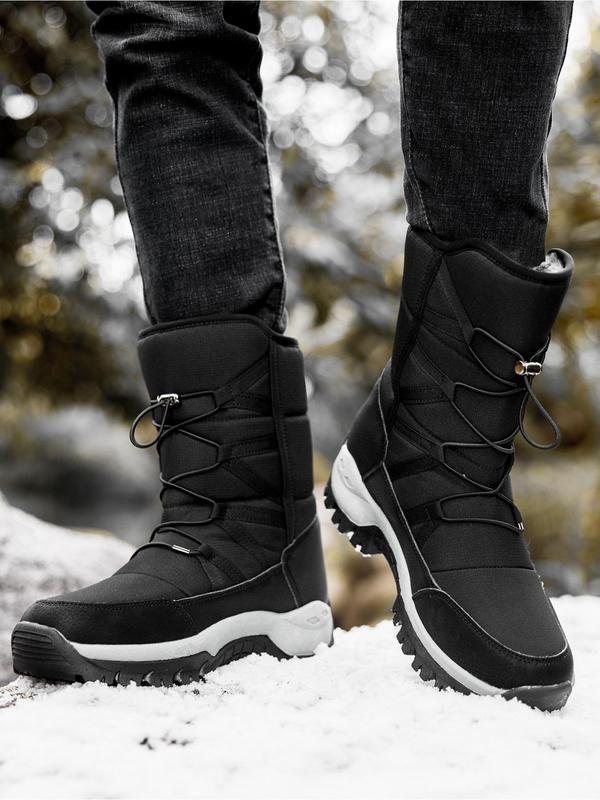 Men's Fashionable Solid Color Lace Up Ankle Boots, Casual Comfortable Warm Snow Boots for Fall & Winter, Male All-match Trendy Shoes for Daily Wear Winter Shoes