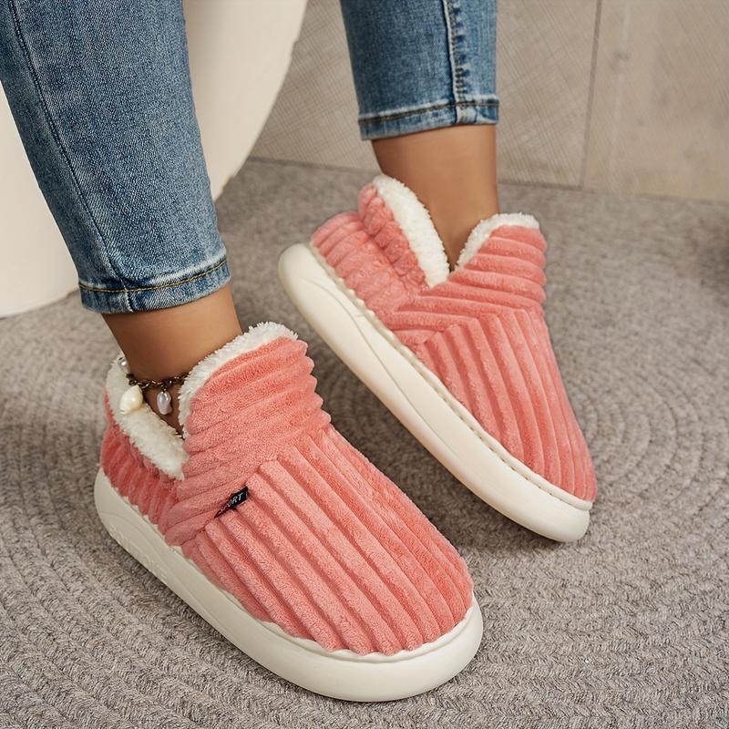 Super Soft Thermal Winter Slippers, Cozy & Warm Plush Floor Slippers, Slip On Flatform House Shoes