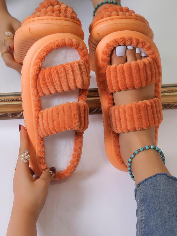 Minimalist Fluffy Slippers, Soft Comfort Warm Open Toe Bedroom Sandals for Gifts, Bedroom Slippers for Fall & Winter Footwear for Girl, Back To School Walking Shoes for Fall 2024, Fall Outfits, Fall Freshness Fall Outfits Fall Outfits 2024