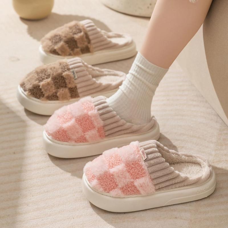 Cozy Winter Fuzzy Slippers Soft Warm Comfortable Closed-Toe Shoes for Indoor Bedroom Pumpkin Plush Slip-On Slippers for Girl House Slipper Halloween