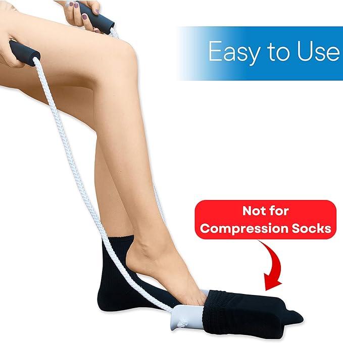 Deluxe Sock Aid - Socks Helper with Foam Handles (for Regular Socks)