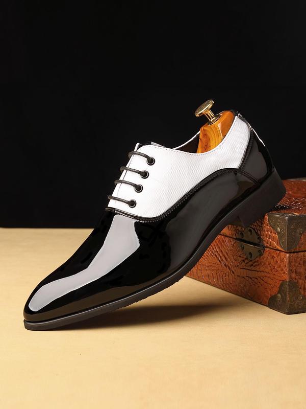 Men's Colorblock Low Heel Dress Shoes, Business Formal Shoes for Work Office, Male Pointed Toe Shoes for Party, Daily Wear