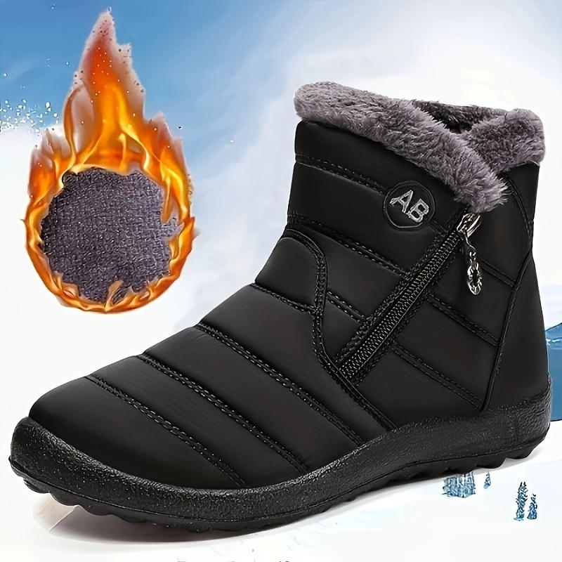 Cozy & Warm Women's Winter Boots - Plush Lined, Side Zipper, Slip-On Mid-Calf Snow Boots with Soft Sole