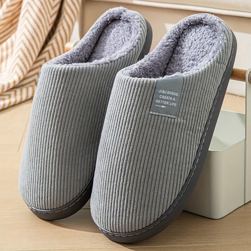 Women's Cotton Slippers,Solid Color Slippers, Casual Slip On Plush Lined Shoes, Comfortable Indoor Memory Foam Home Slippers