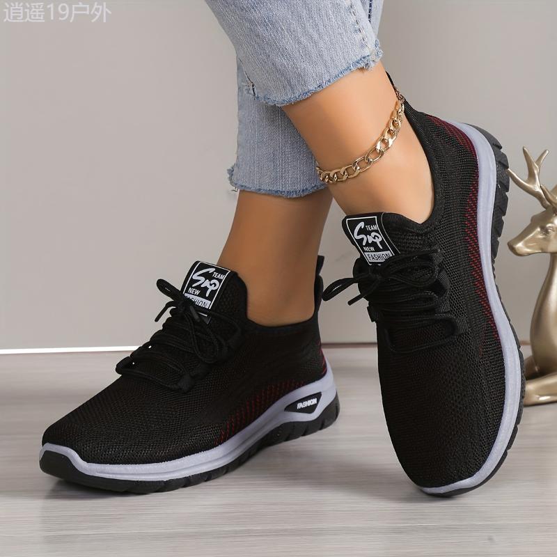 Womens Lightweight breathable Knit Platform Sneakers - Casual Lace-Up Outdoor Shoes with All-Day Comfort & Support - Perfect for Running & Everyday Wear - Stylish Sporty Design Training Closed Trainer Sports Shoes Runner Athletic Walking Shoes Footwear