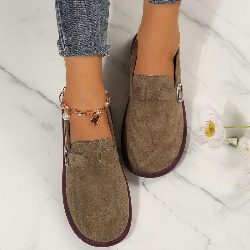 Women's  Cozy Suede Clogs With Arch Support, Buckle Adjustment Outdoor Comfortable Slip-Ons