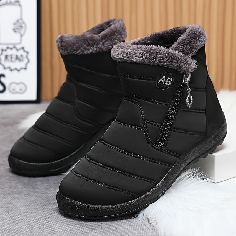 Cozy & Warm Women's Winter Boots - Plush Lined, Side Zipper, Slip-On Mid-Calf Snow Boots with Soft Sole