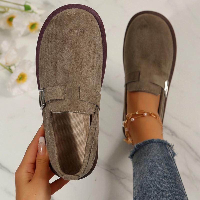 Women's  Cozy Suede Clogs With Arch Support, Buckle Adjustment Outdoor Comfortable Slip-Ons