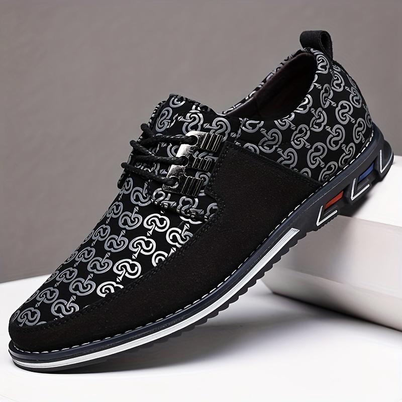 Men's Derby Shoes, Lace-up Front Geometric Pattern Dress Shoes For Men Office Business Formal, Black Tie Optional Events, Middle Aged Men's Footwear