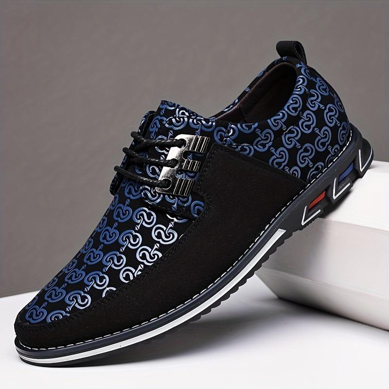 Men's Derby Shoes, Lace-up Front Geometric Pattern Dress Shoes For Men Office Business Formal, Black Tie Optional Events, Middle Aged Men's Footwear