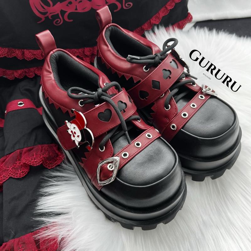 Subculture Clown Poker Theme Punk Spice Girl Platform Shoes