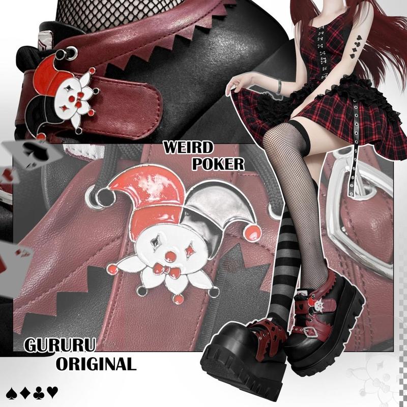 Subculture Clown Poker Theme Punk Spice Girl Platform Shoes