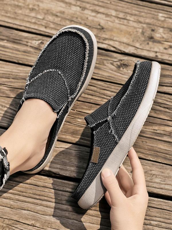 Men's Casual Plain Round Toe Slip-on Mule Flats, Lightweight & Breathable Half Slippers, Comfortable Slip-on Shoes For Daily Wear