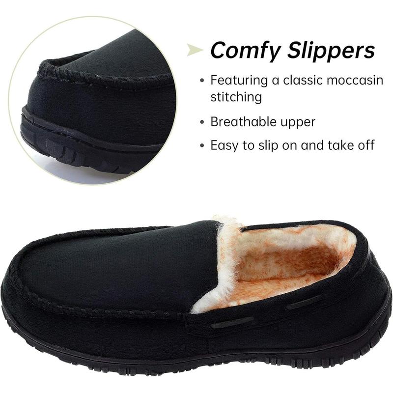 Mens moccasin slippers indoor outdoor slip on warm house shoes breathable moccasins for men