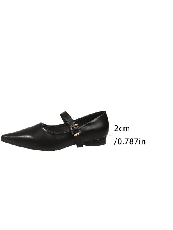 Women's Fashionable Solid Color Pointed Toe Flat Shoes, Elegant Buckle Design Mary Jane Shoes for Daily Wear, Lightweight Breathable Comfortable Shoes for Women & Girls