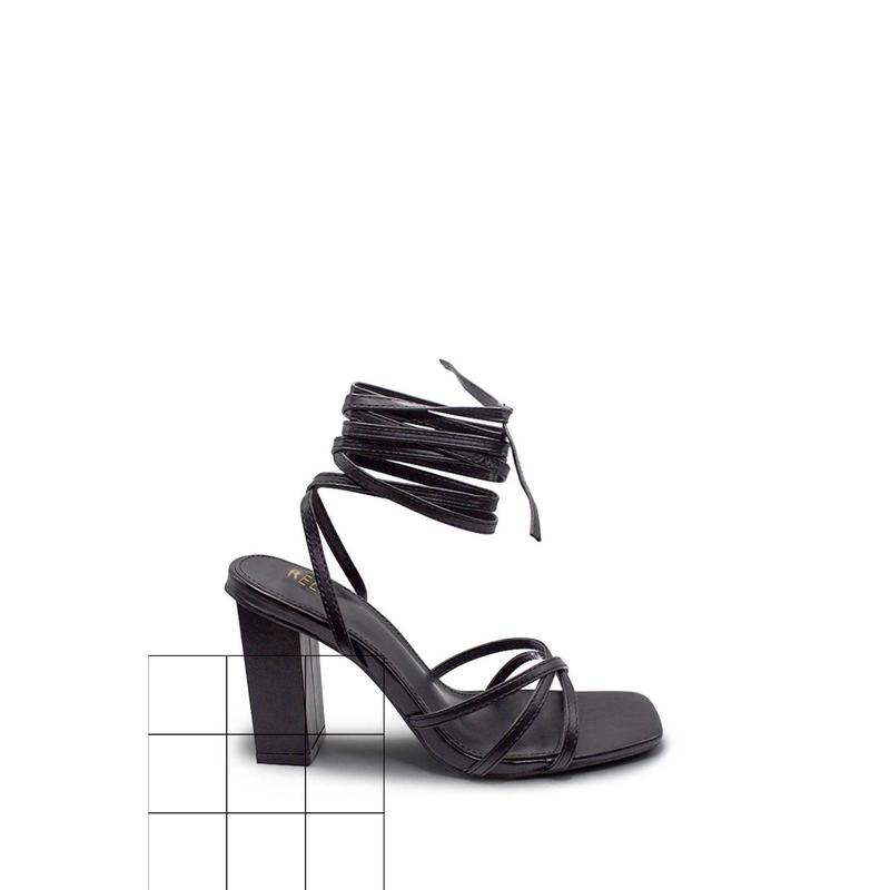 Pam Lace Up Block Heel - Black