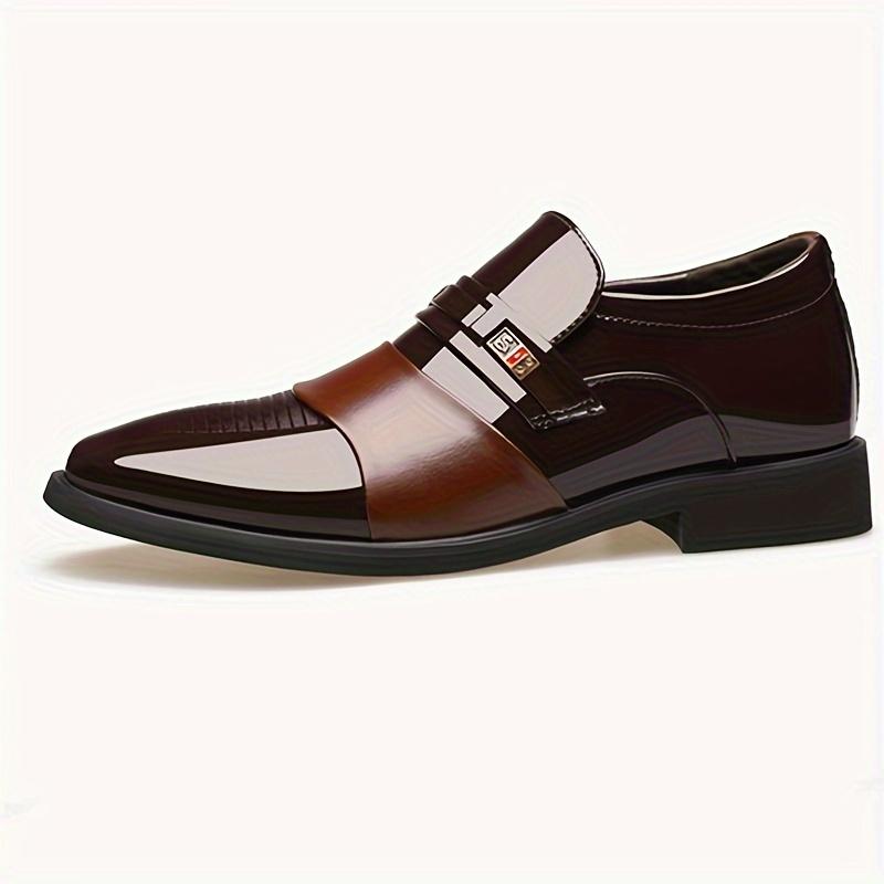 Casual Men's PU Leather Shoes, Slip On Formal Shoes For Business Office Party Wedding Footwear Walking Shoes