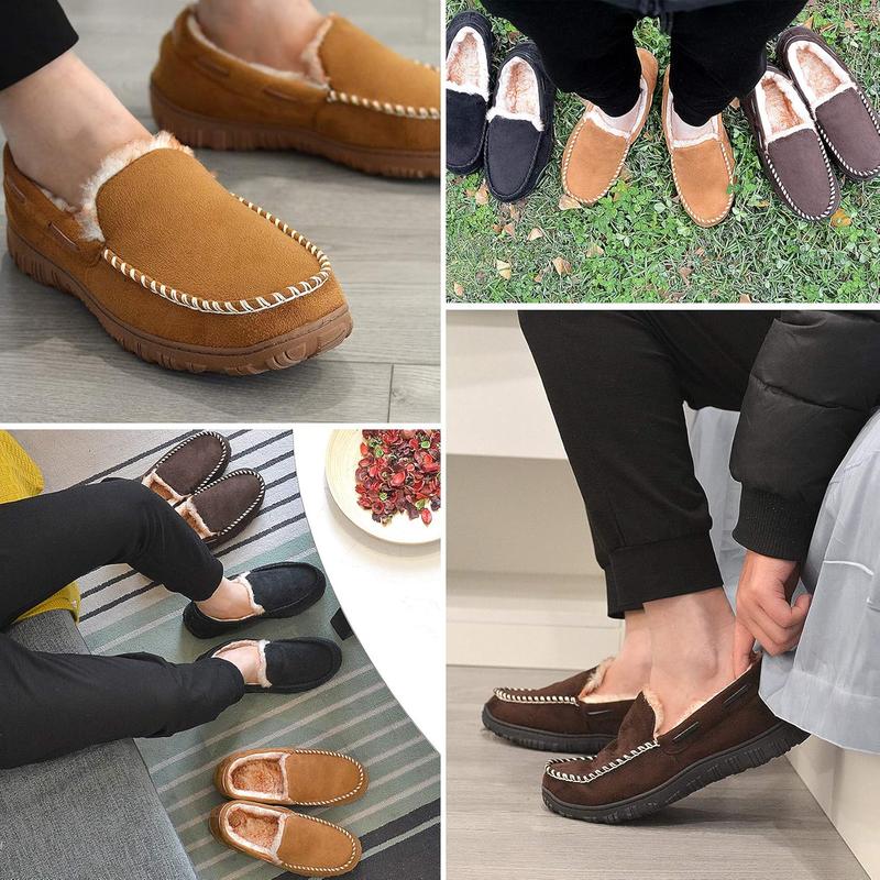 Mens moccasin slippers indoor outdoor slip on warm house shoes breathable moccasins for men