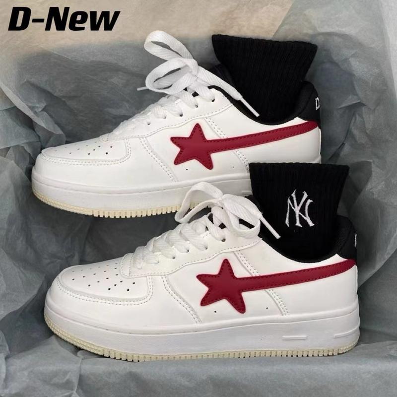 Star Pattern Sneakers New Super Popular Retro White Shoes Student Platform Sports Casual Shoes Trendy Men's Comfortable