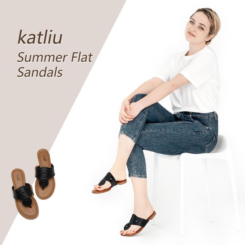 [FREE SHIPPING]katliu Women's 2024 Summer Flat Sandals Flip Flop Sandals Dressy Thong Sandals