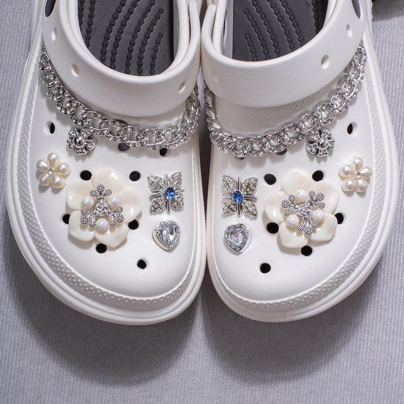 Cave Shoes Accessories Pearl Bear Chain Shoe Buckle Garden Beach Shoes Set Detachable DIY Matching