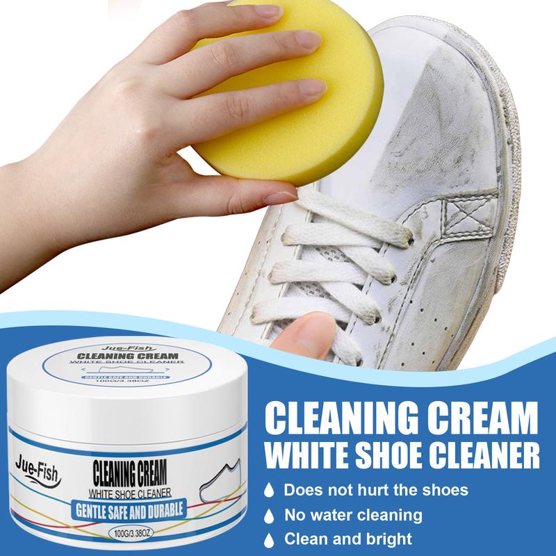 1pc Jue-Fish Small White Shoes Cleaning Cream Strong Decontaminating Cleaning Cream Wash Sports Canvas Shoes To Clean Stains Footwear Comfort