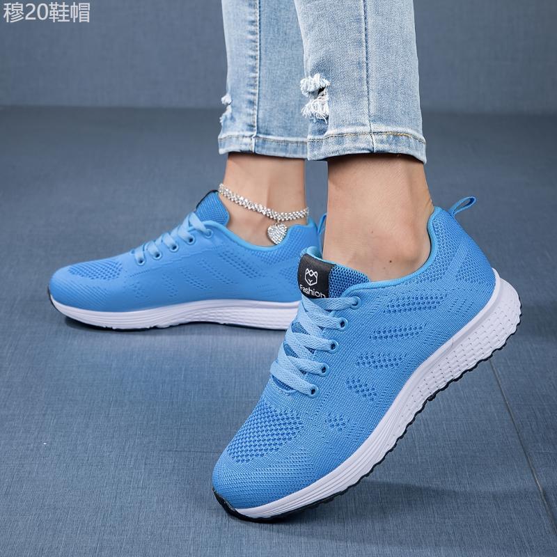 Women's Knitted Sports Shoes, Casual Breathable Low Top Soft Sole Running & Walking Trainers, Lightweight Athletic Shoes plus size Closed Training