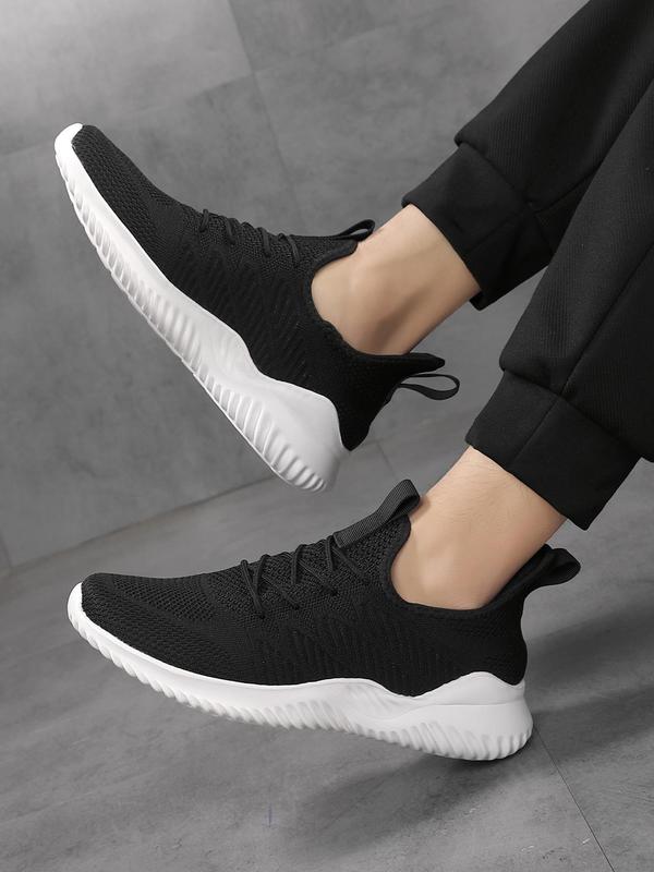 Men's Sporty Lace Up Sneakers, Casual Breathable Comfortable Running Shoes, Lightweight Non-slip Sneakers for Daily Wear