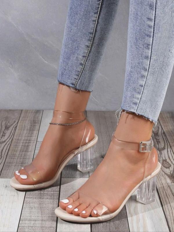 Fashionable Transparent High Heel Sandals, 2024 New Style Elegant Open Toe Sandals for Women, Casual Versatile Sandals for Wedding Photography Props