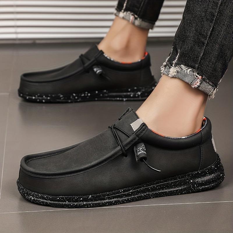 Men's All-Season Slip-On Loafers | Non-Slip, Lightweight PU Sneakers with Breathable Fabric, Minimalist Square Toe Design Footwear Boy