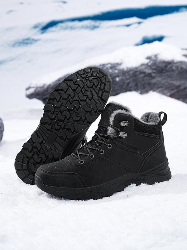 Men's Fashionable Solid Color Snow Boots, Casual Waterproof Winter Boots, Warm and Comfortable Non-slip Ankle Snow Boots for Outdoor Activities