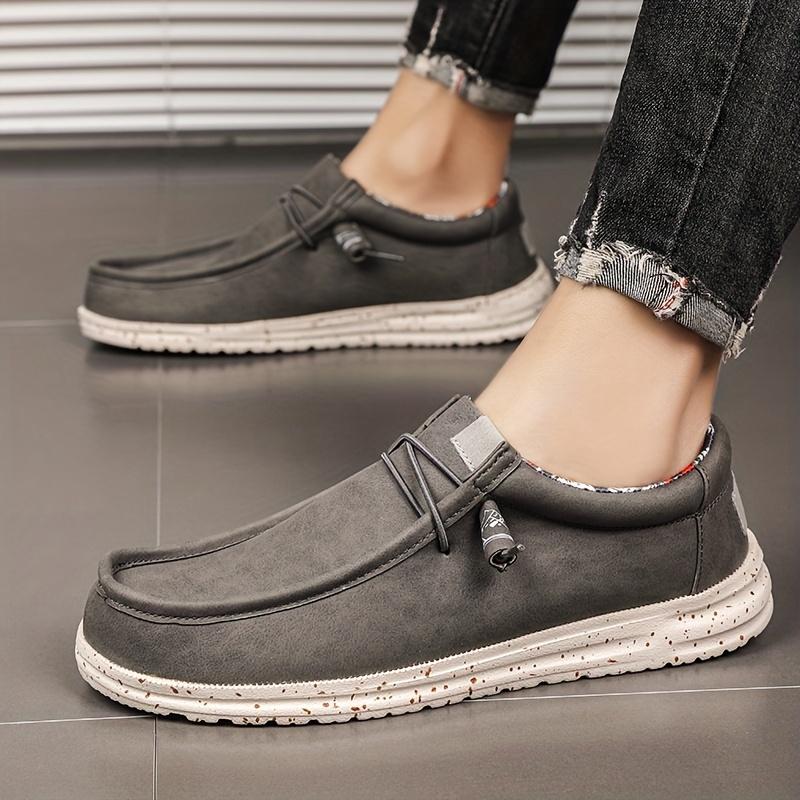 Men's All-Season Slip-On Loafers | Non-Slip, Lightweight PU Sneakers with Breathable Fabric, Minimalist Square Toe Design Footwear Boy