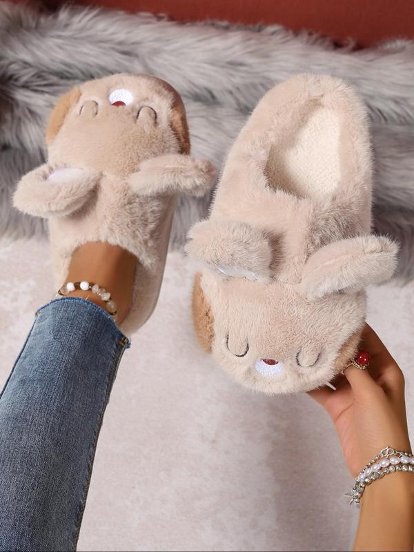 Women's Cute Cartoon Rabbit Design Plush Slippers, Casual Soft Comfortable Home Slippers, Warm Slippers for Indoor & Outdoor Use for Fall & Winter