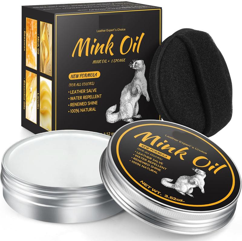 Mink Oil for Leather Boots, Leather Cleaner and Conditioner 3.52oz - Premium Waterproof, Anti-Stain, and Shoe Restorer Footwear Comfort