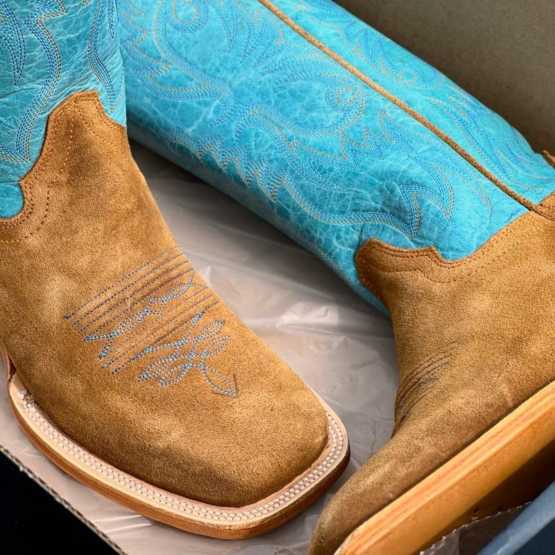 MENS HONEY ROUGHOUT WITH TURQUOISE UPPER