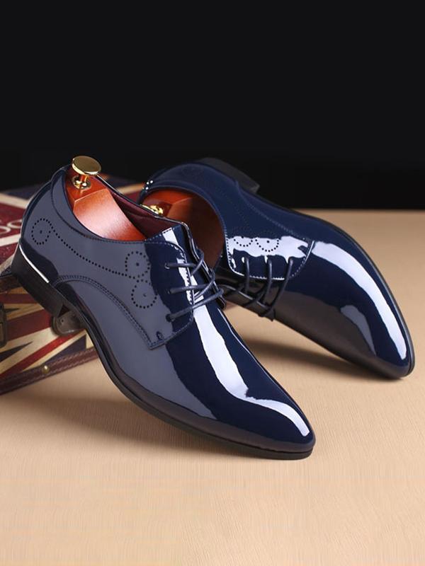 Men's Business Style Solid Color Lace Up Dress Shoes, Fashionable Pointed Toe Shoes for Work Office, Male All-match Shoes for Daily Wear