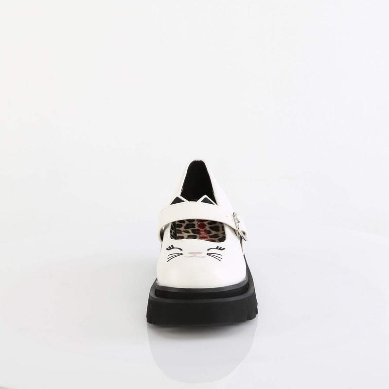 Demonia Renegade-56 White Vegan Leather Platforms