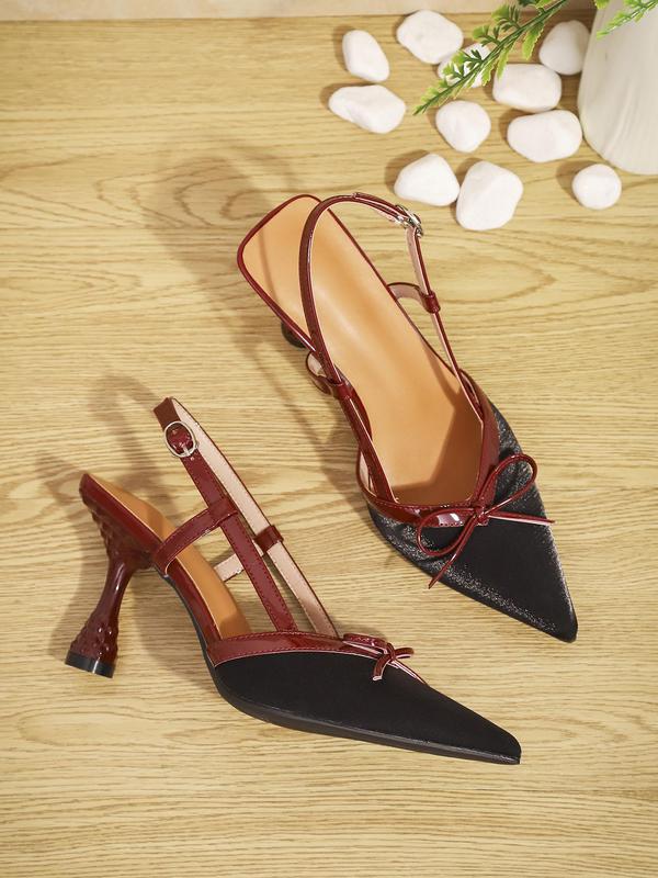 2024 Trendy Bowknot Design Stiletto Heels for Women, Girl Elegant Birthday Heels Footwear, Women's Shoes, Pointed Toe Summer Sandals with Heels, Comfort Slingback Shoes,  Birthday Gifts