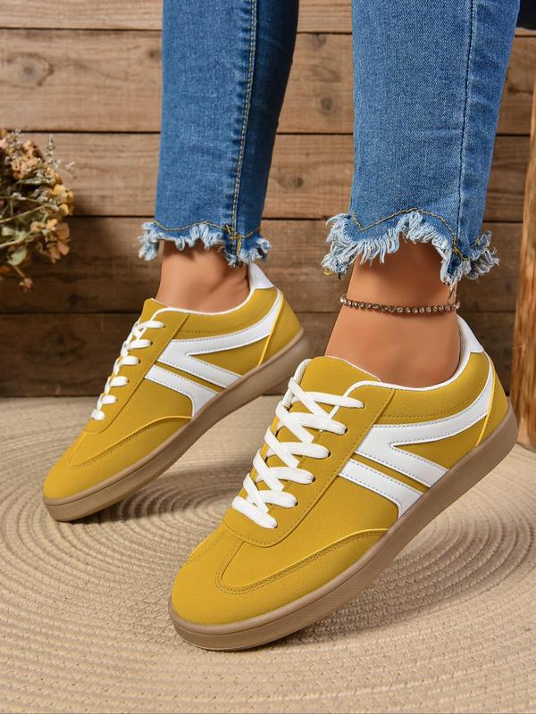 Women's Fashionable Lace Up Low Top Sneakers, Casual Comfortable Breathable Sports Shoes, Female All-match Round Toe Shoes for Daily Wear