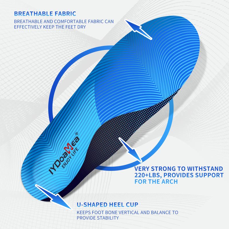 IYDoaMea 220+ lbs Plantar Fasciitis High Arch Support Insoles Men Women, -   Orthotic Shoe Inserts, Maximum Support And Cushion Poron Sole Insoles For Standing All Day Sweat-Absorbent Breathable Footwear Comfort