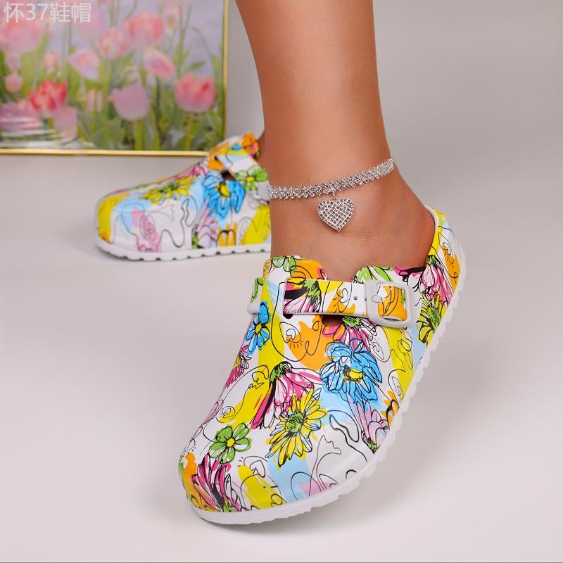 Stylish Buckle Strap Clog Shoes - Ultra-Comfortable Flat Sandals with Soft Insoles, Adjustable Strap for Secure Fit, and Easy-On Design - Ideal for Daily Casual Wear, Work, or Leisure Activities Footwear Girl Women Summer Walking Shoes Nail Ballroom