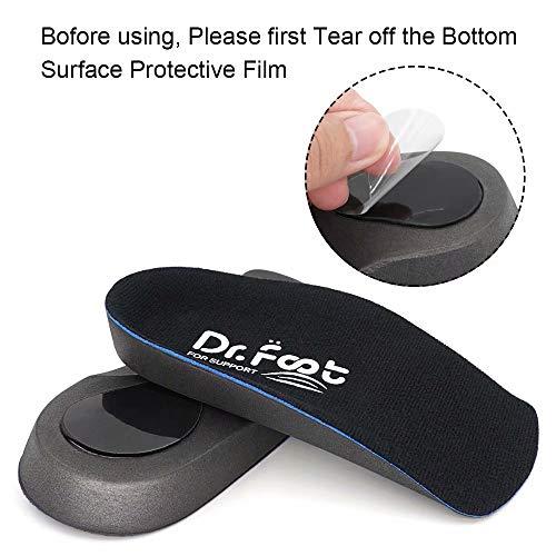 Dr. Foot's 3 4 Length Orthotic Inserts, Self-Adhesive Half Shoe Insoles for Flat Feet, Plantar Fasciitis, Fallen Arches, Over-Pronation, Heel Spurs, Feet Fatigue (Small)