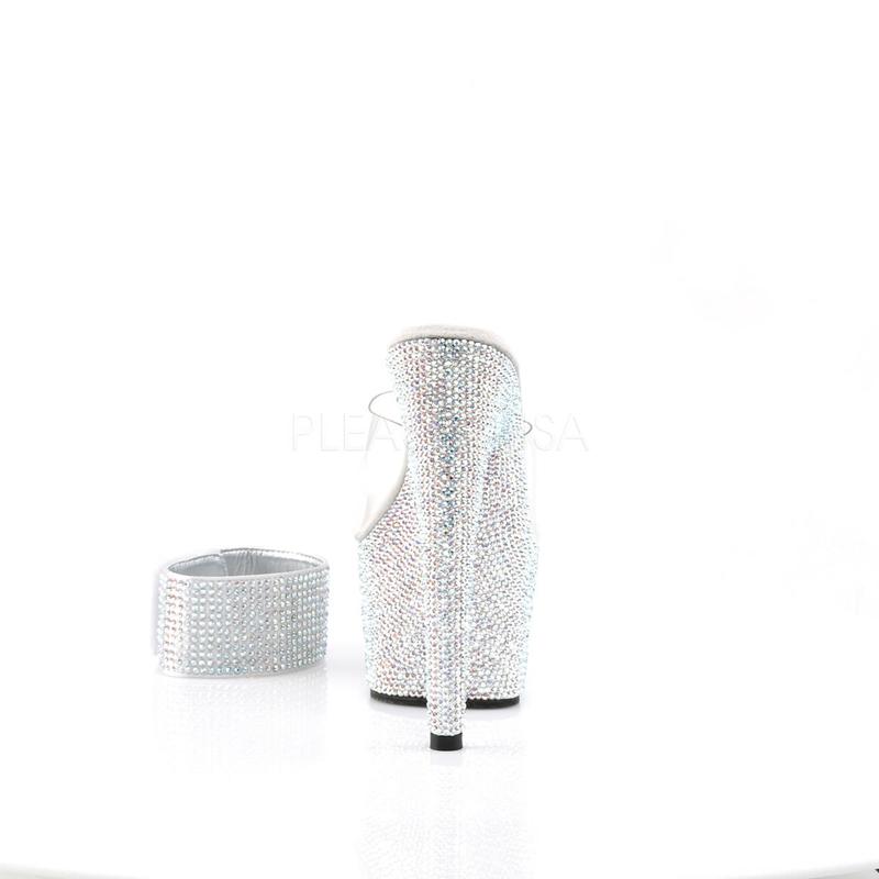 PLEASER BEJEWELED-712RS Clear-Silver Multi Rhinestone Platform Sandals