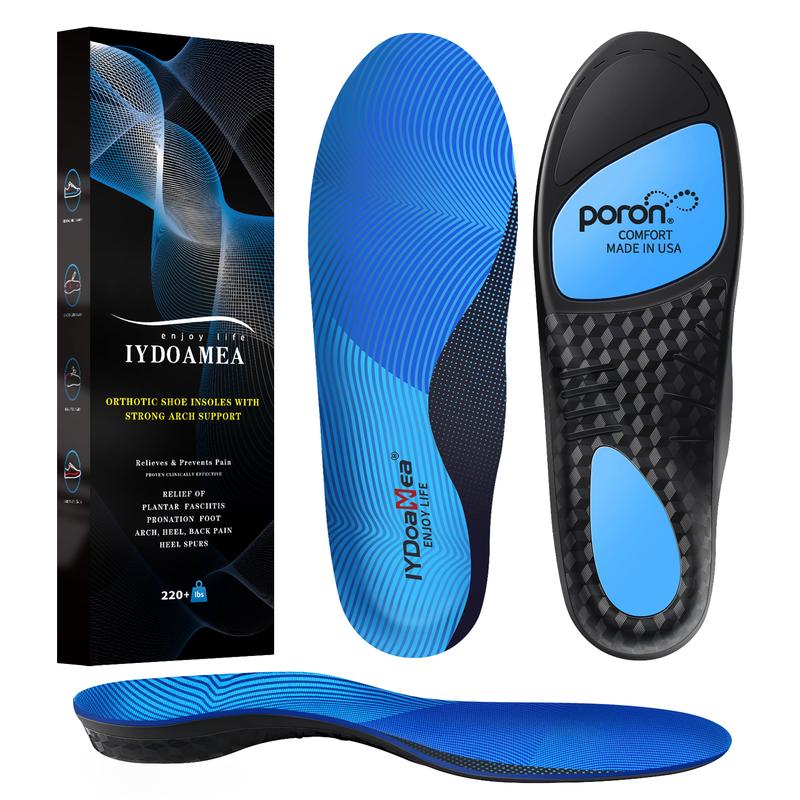 IYDoaMea 220+ lbs Plantar Fasciitis High Arch Support Insoles Men Women, -   Orthotic Shoe Inserts, Maximum Support And Cushion Poron Sole Insoles For Standing All Day Sweat-Absorbent Breathable Footwear Comfort