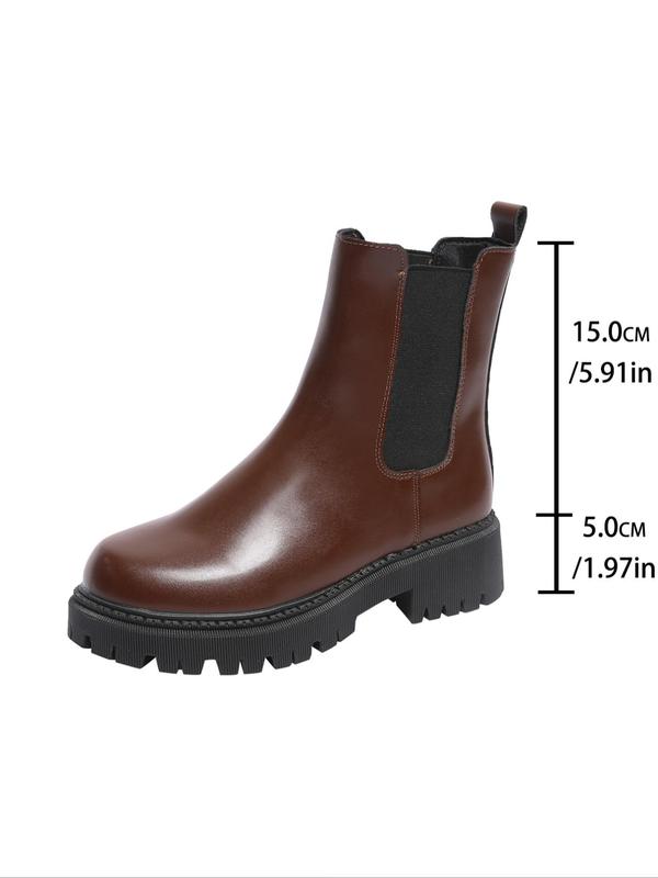 Women's Fashionable Solid Color Chelsea Boots, Casual Comfortable Round Toe Boots for Daily Wear, Female All-match Trendy Shoes for Fall & Winter