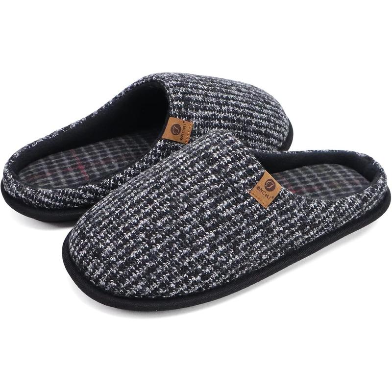 Mens Cozy Memory Foam Scuff Slippers Slip On Warm House Shoes Indoor Outdoor With Best Arch Support Size 7-15