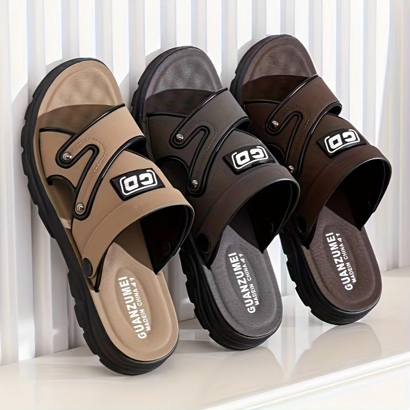 Men's Fashion Round Toe Slip-On Slippers - Breathable Hollow Design, Non-slip PVC Sole Beach, Daily, Leisure, Hiking and Outdoor Activities Men's Sandals Boy Shoe